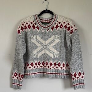 American Eagle Outfitters Gray and Red Patterned Sweater